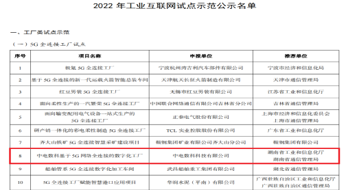 重磅!中电数科"基于5G网络全连接的数字化工厂"获评工信部2022年工业互联网试点示范项目